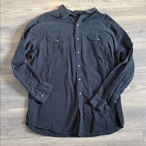 Basic Editions Men's Black Casual Button-Down Shirt